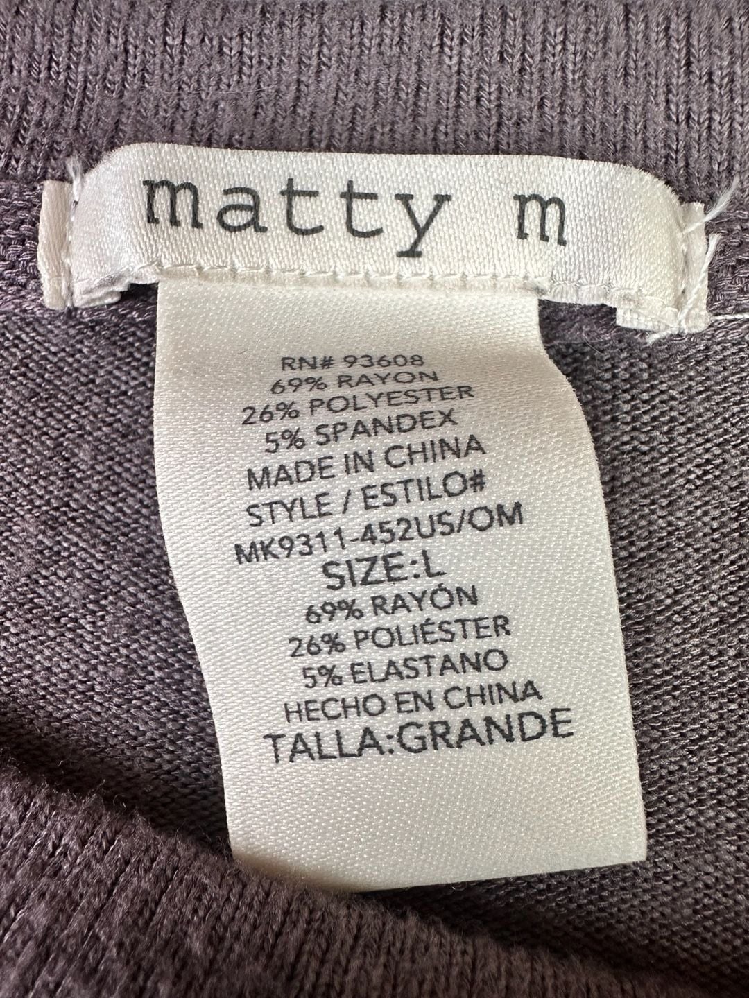 matty m Long Sleeve Crew Neck Thermal Knit Top Brown Size L 4