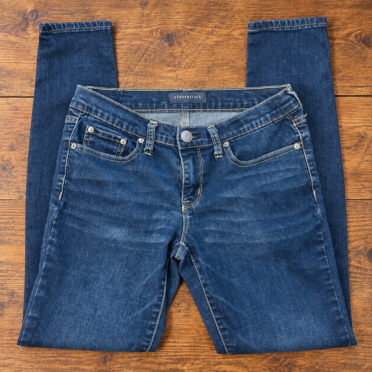 Aeropostale Womens Size 8 Long Dark Wash Skinny Jeans Denim 2