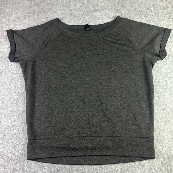 Savvi Dark Gray Short Sleeve French Terry Cropped Top Size XL
