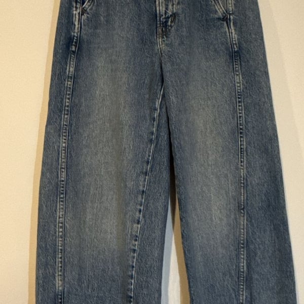 Apiece Apart Meridian Jean Blue Cotton Denim High Rise Wide Leg