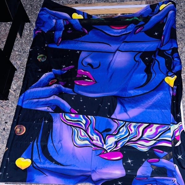 Blacklight Trippy Tapestry Pretty Women Wall Hanging Tapestry