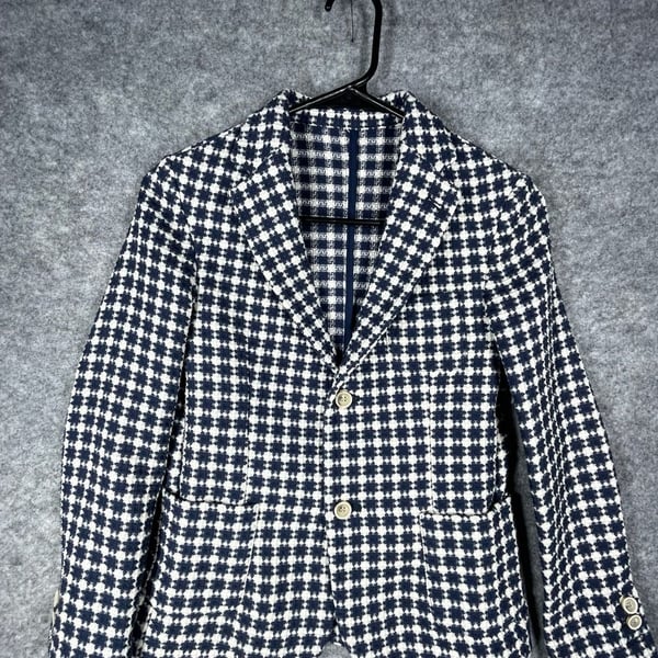 SP1Italy “Life is a Journey “ Kids Knit Blazer Jacket Navy/White Houndstooth 10Y