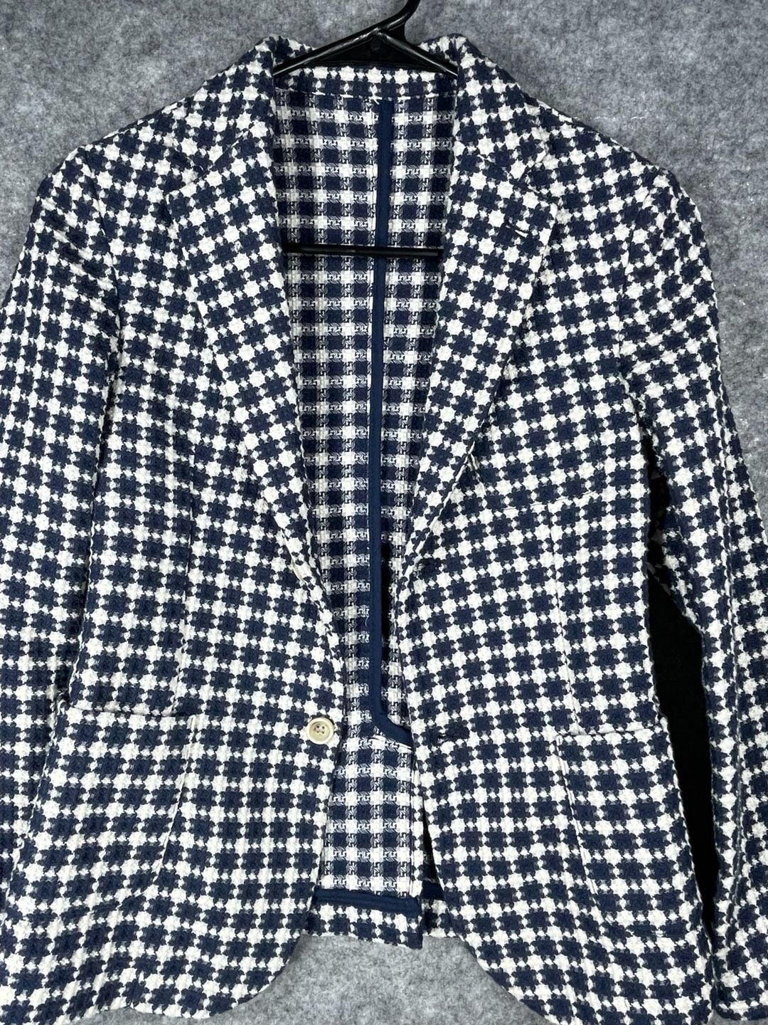 SP1Italy “Life is a Journey “ Kids Knit Blazer Jacket Navy/White Houndstooth 10Y 9