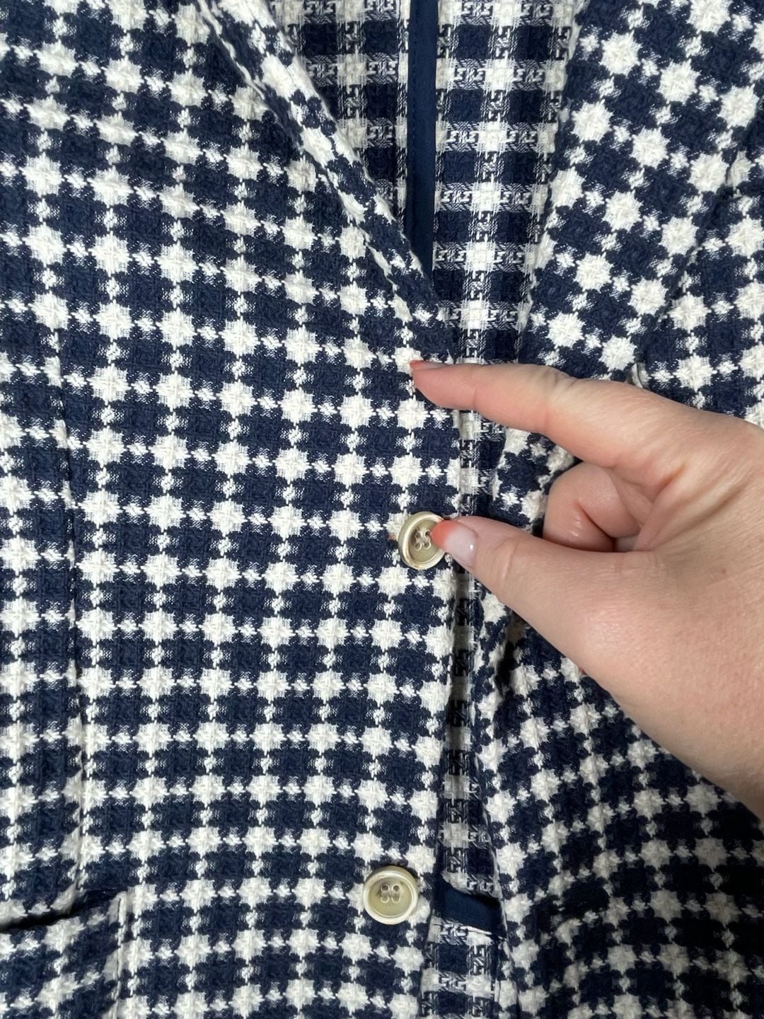 SP1Italy “Life is a Journey “ Kids Knit Blazer Jacket Navy/White Houndstooth 10Y 10