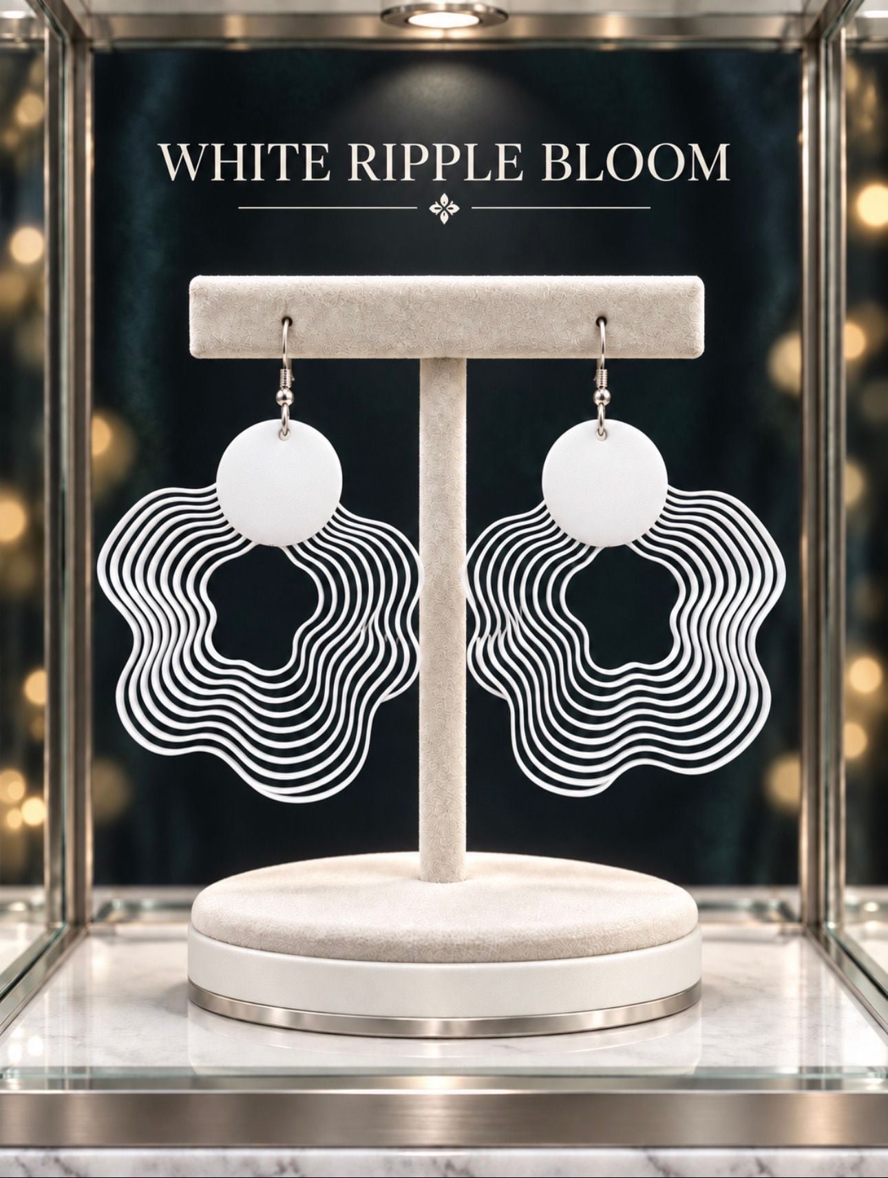 Shey.M Shop White Ripple Bloom Handmade Geometric Earrings 2