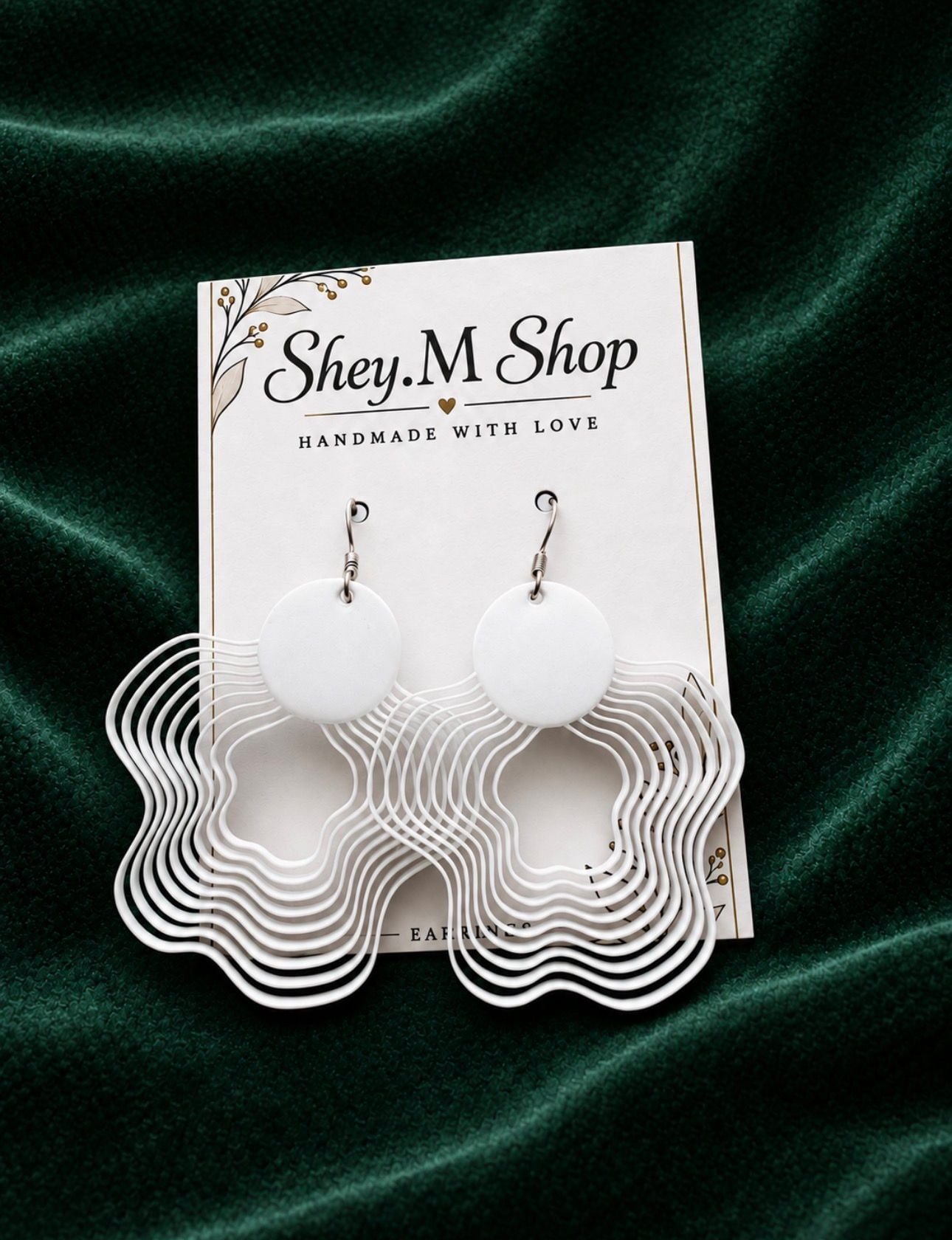 Shey.M Shop White Ripple Bloom Handmade Geometric Earrings 3