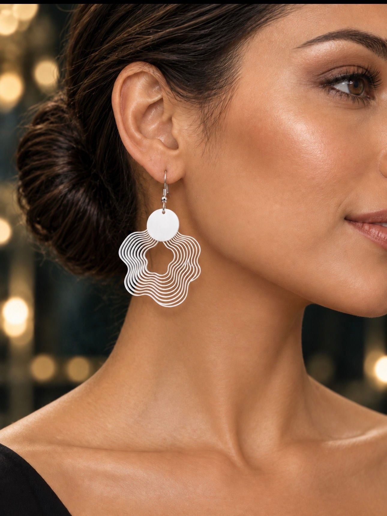 Shey.M Shop White Ripple Bloom Handmade Geometric Earrings 4