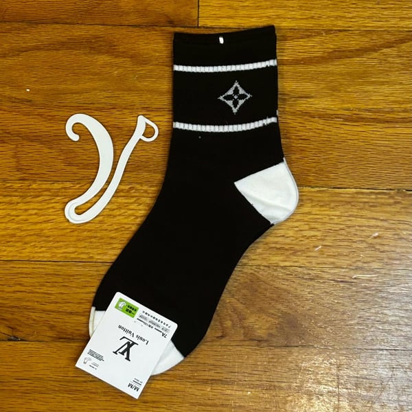 Louis Vuitton Monogram Stripe Crew Socks Black and White