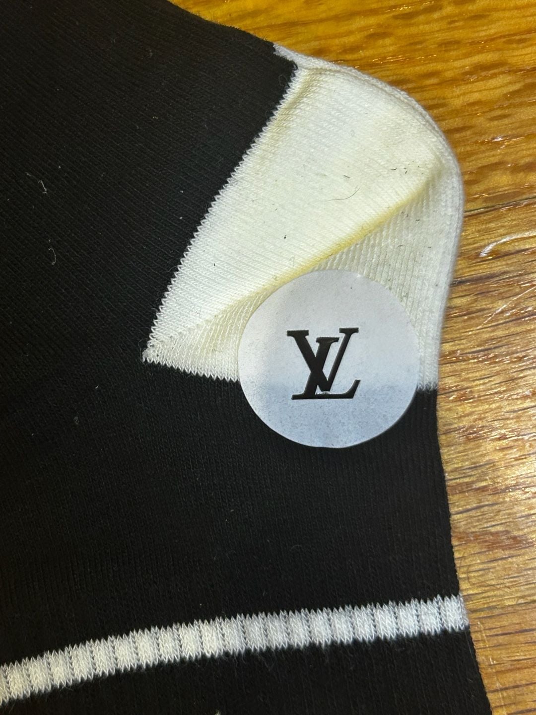 Louis Vuitton Monogram Stripe Crew Socks Black and White 5