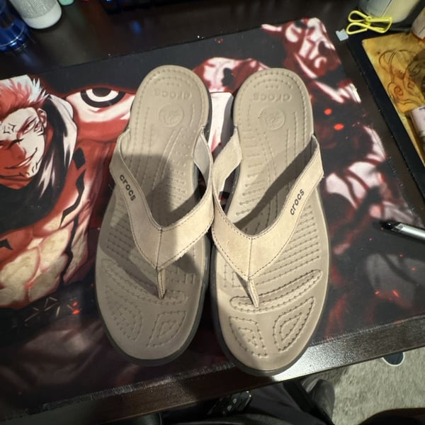 Crocs Capri Flip Flops Tan Beige Thong Sandals