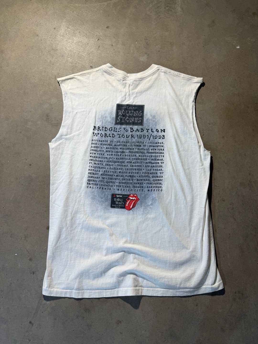 Vintage 1997 The Rolling Stones Bridges to Babylon World Tour Sleeveless T-Shirt 4