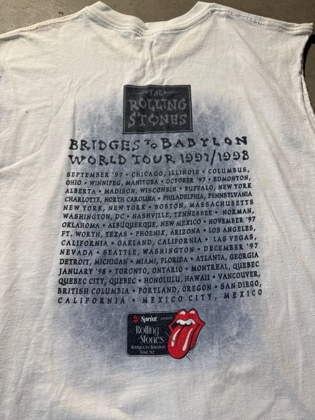 Vintage 1997 The Rolling Stones Bridges to Babylon World Tour Sleeveless T-Shirt 5