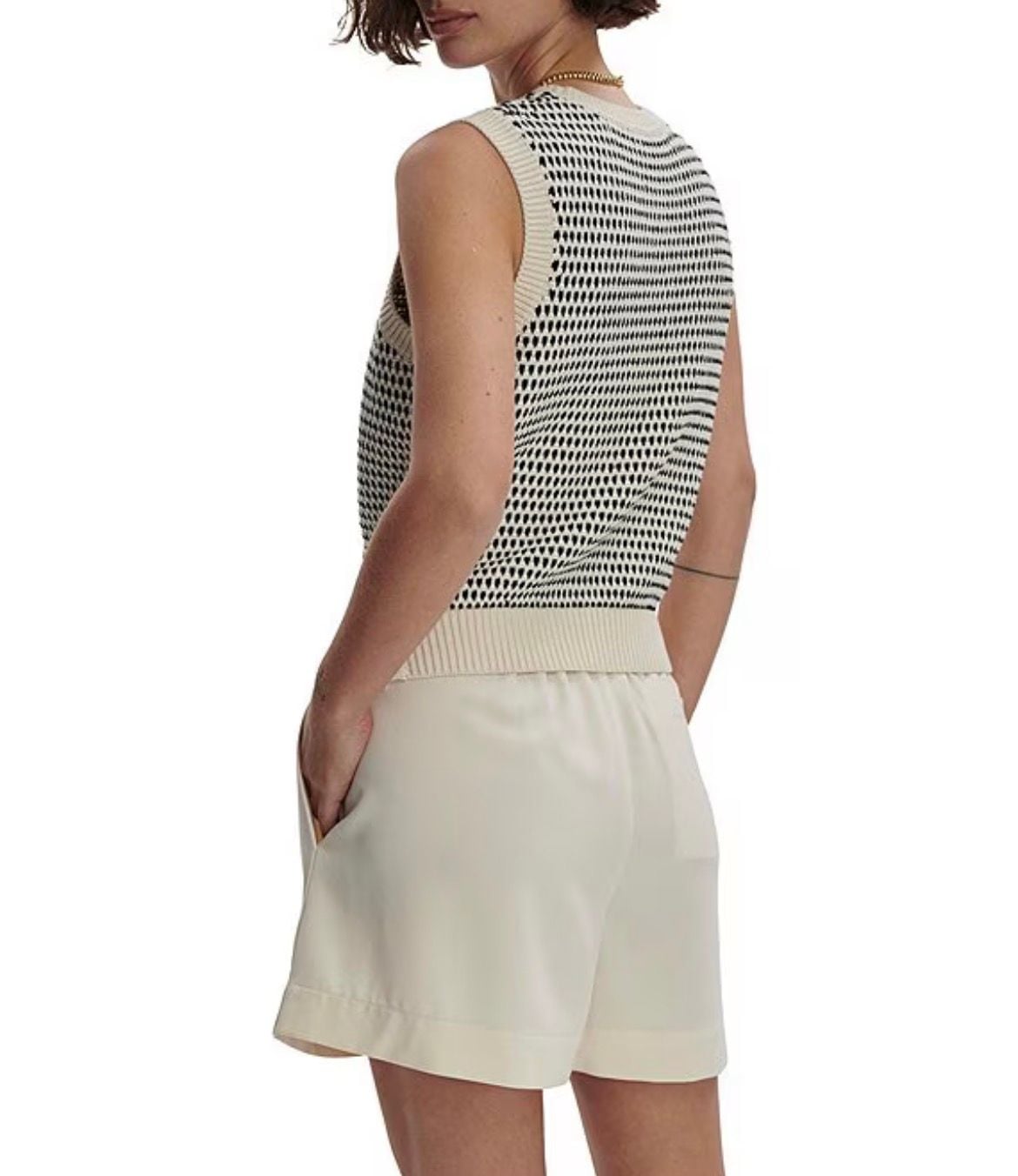 Varley Knowles Crew Neck Sleeveless Textured Cotton Knit Vest Quiet Luxury NWOT 3