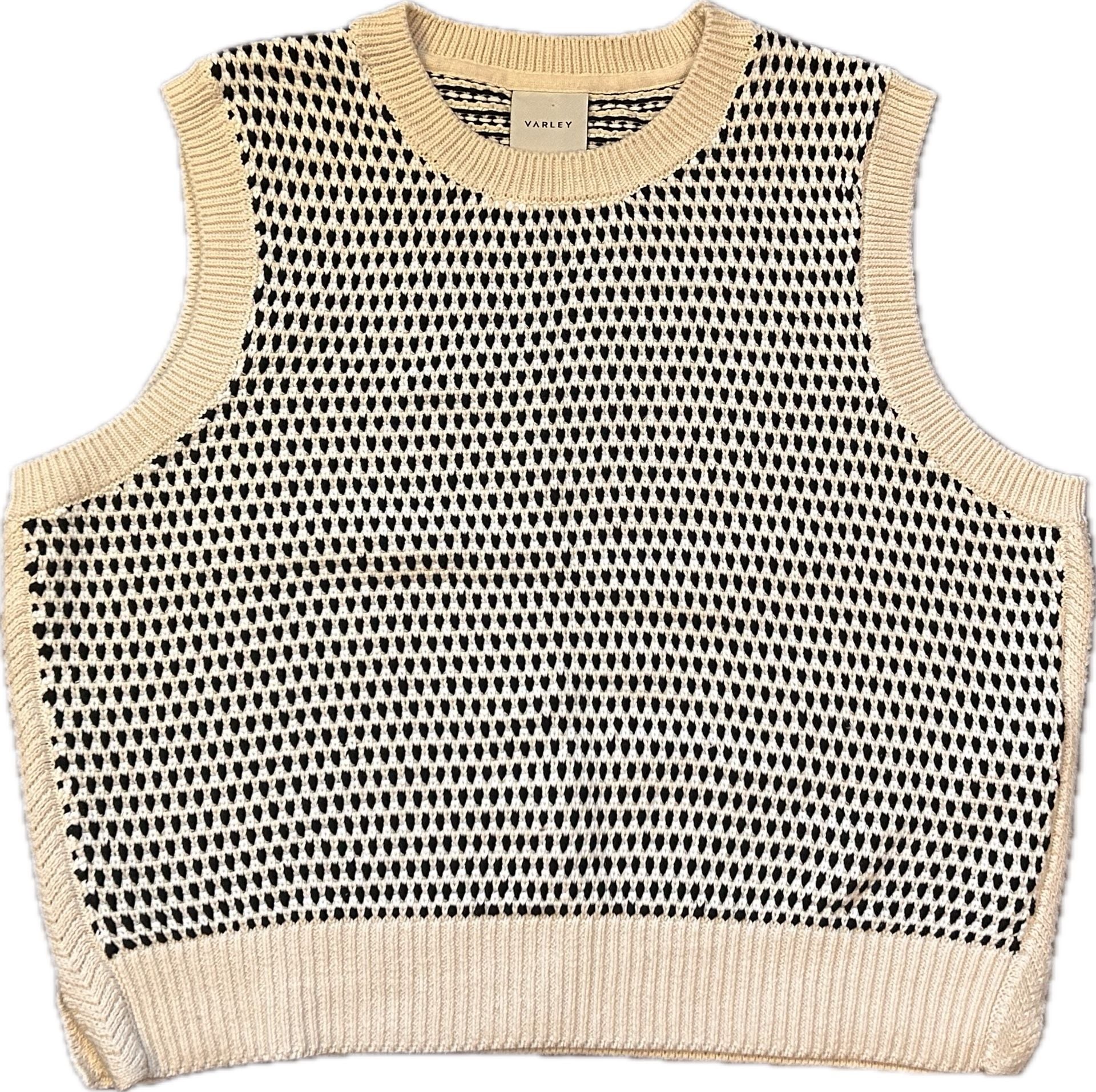 Varley Knowles Crew Neck Sleeveless Textured Cotton Knit Vest Quiet Luxury NWOT 4