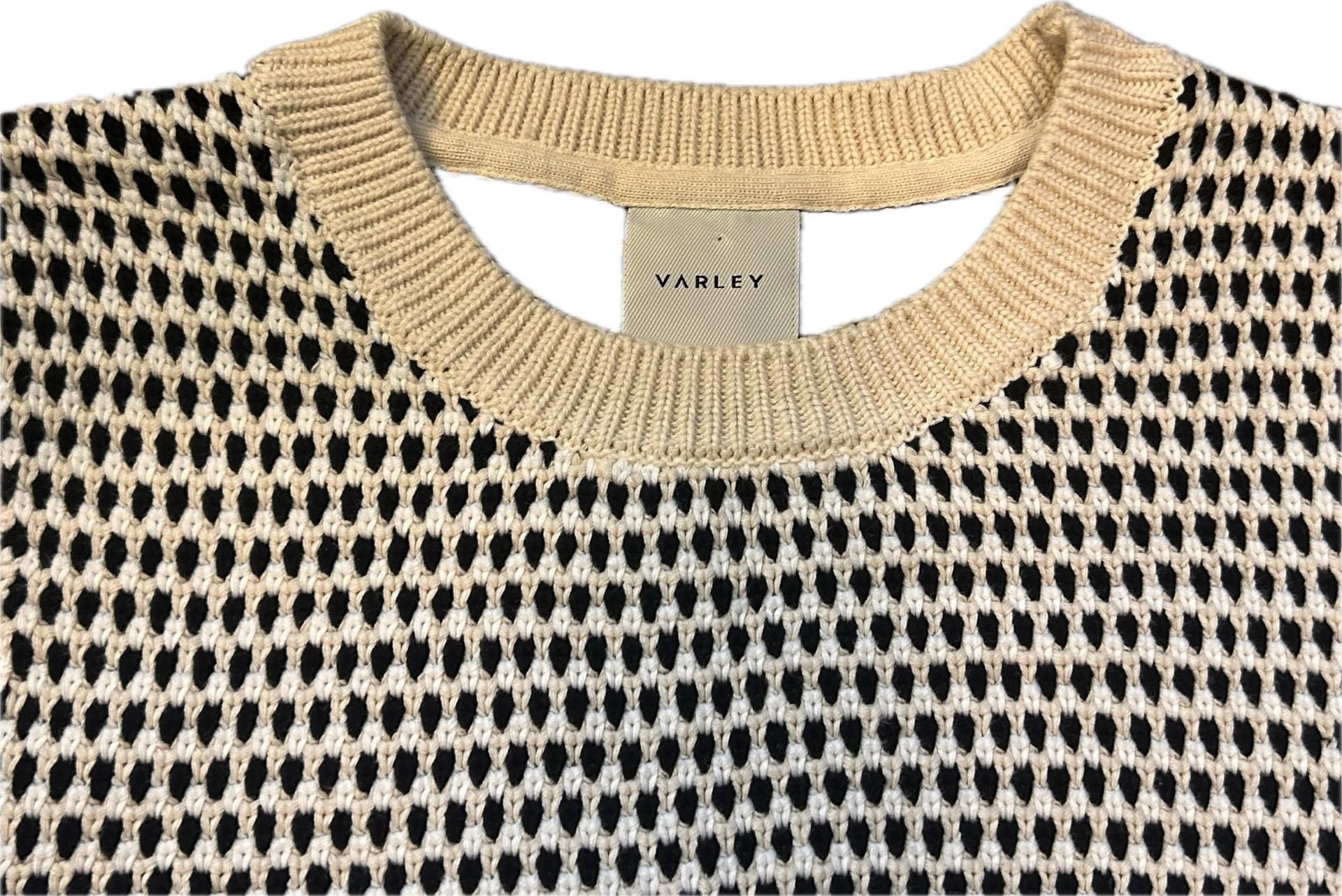 Varley Knowles Crew Neck Sleeveless Textured Cotton Knit Vest Quiet Luxury NWOT 7