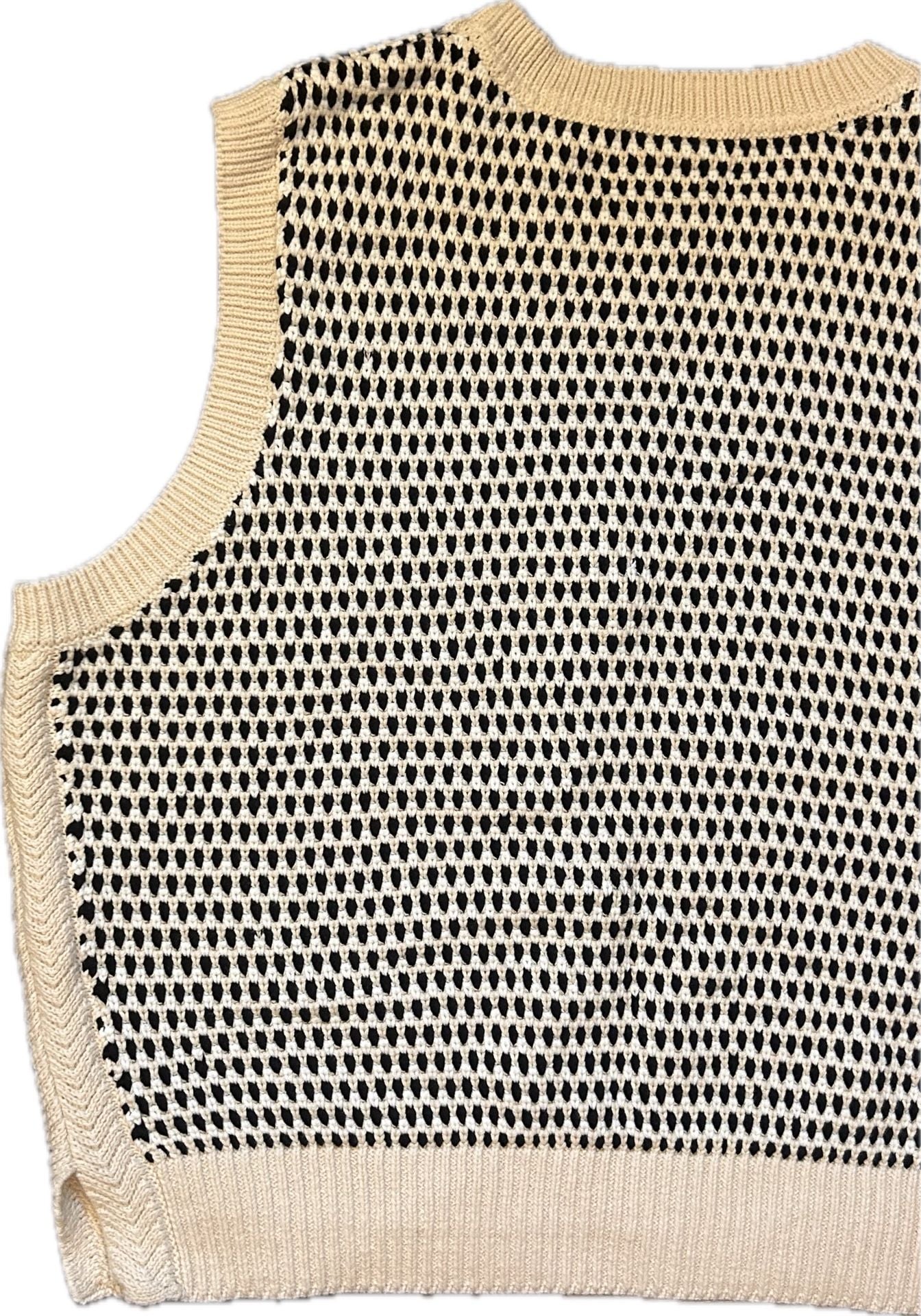 Varley Knowles Crew Neck Sleeveless Textured Cotton Knit Vest Quiet Luxury NWOT 12
