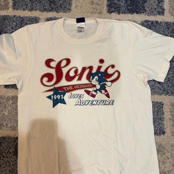 Cospa Sonic The Hedgehog Sonic American T-Shirt Vanilla White Size L