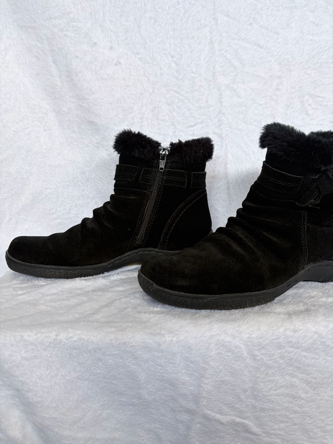 BareTraps Black Faux Fur Suede Ankle Boots 2