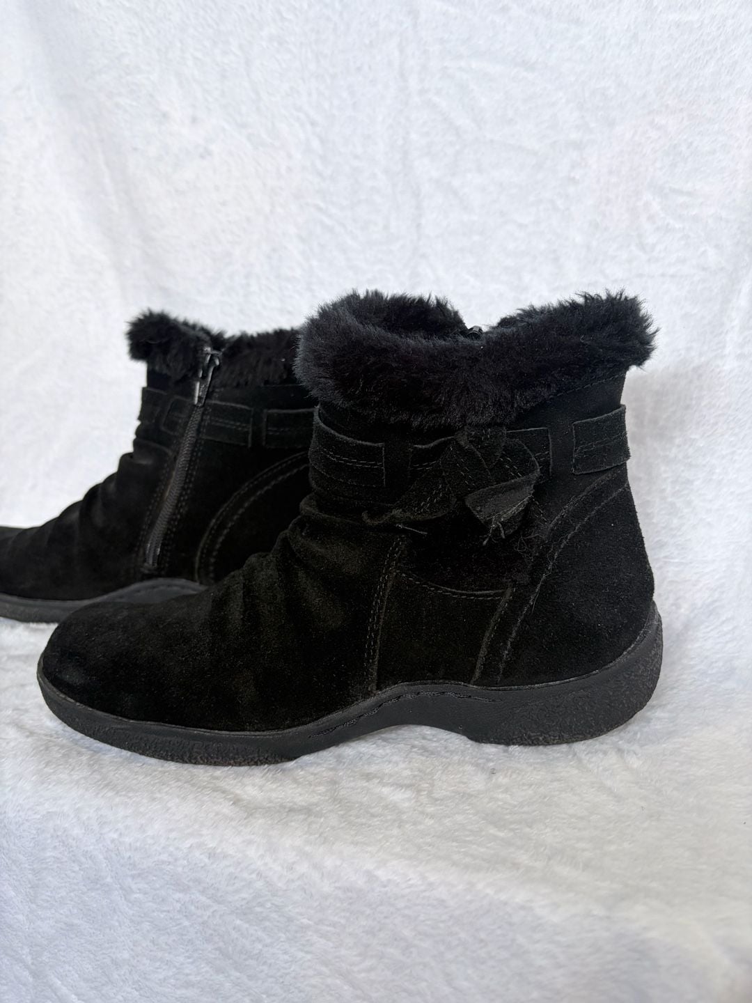 BareTraps Black Faux Fur Suede Ankle Boots 3