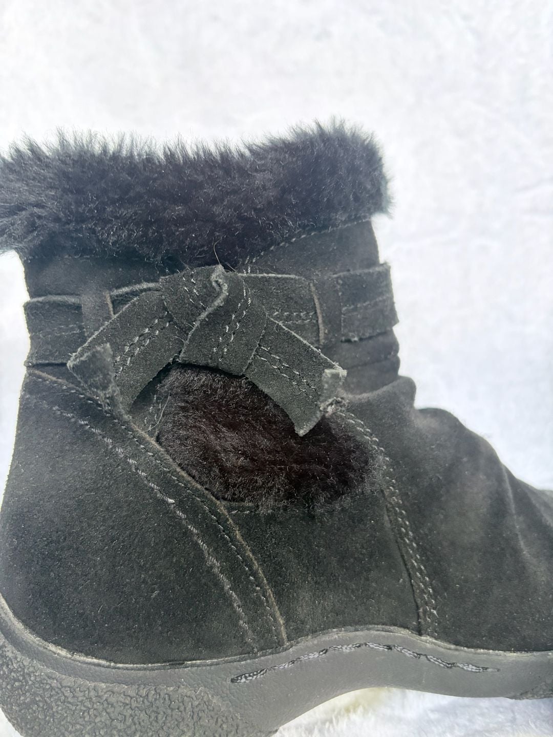 BareTraps Black Faux Fur Suede Ankle Boots 5