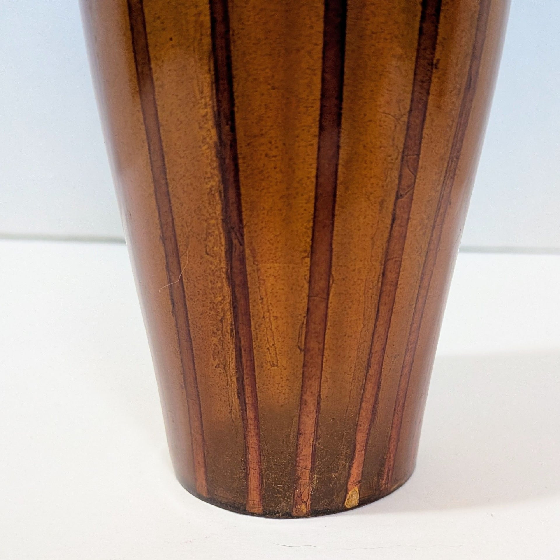 Vintage Tall Striped Resin Faux-Wood Bottle Vase 6