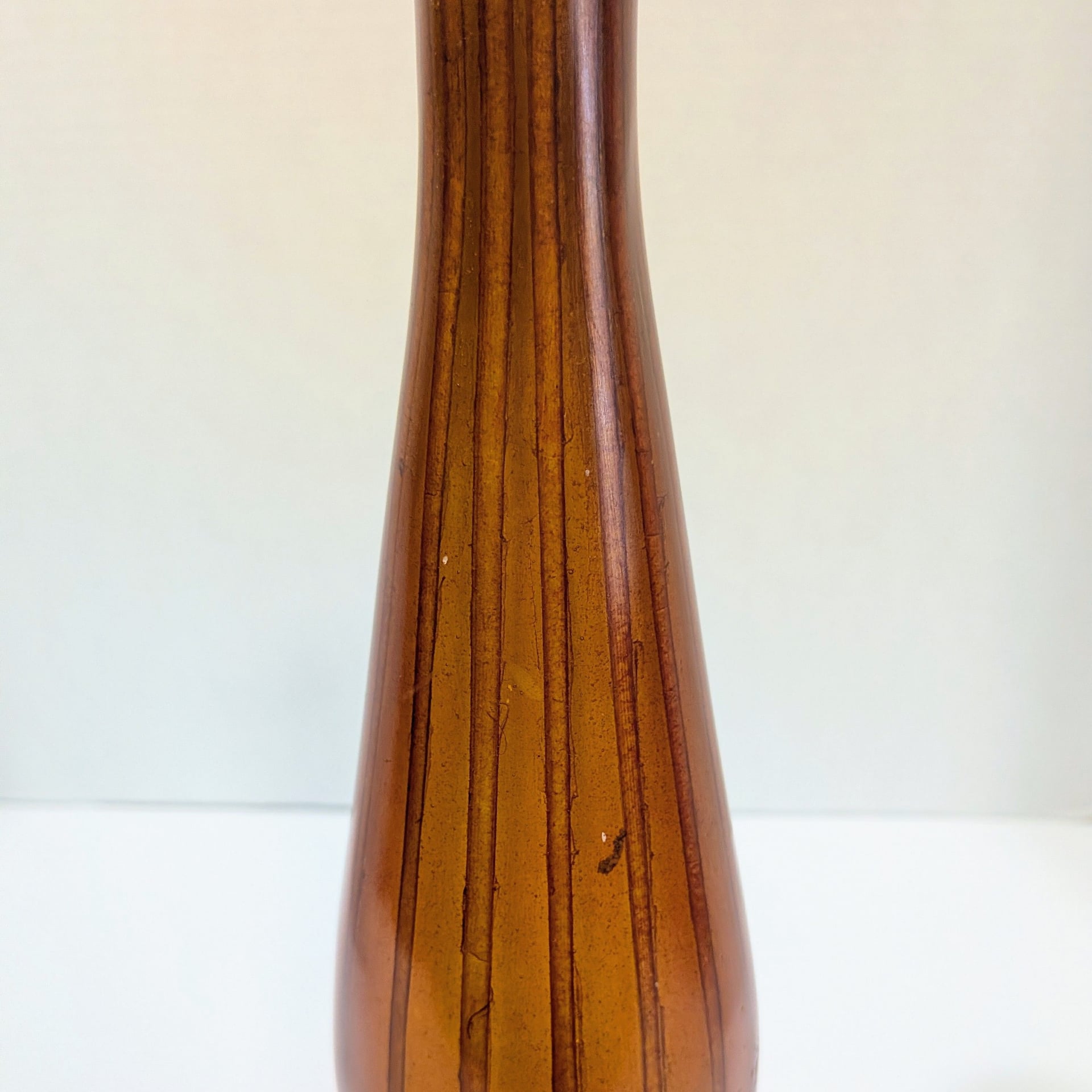 Vintage Tall Striped Resin Faux-Wood Bottle Vase 7