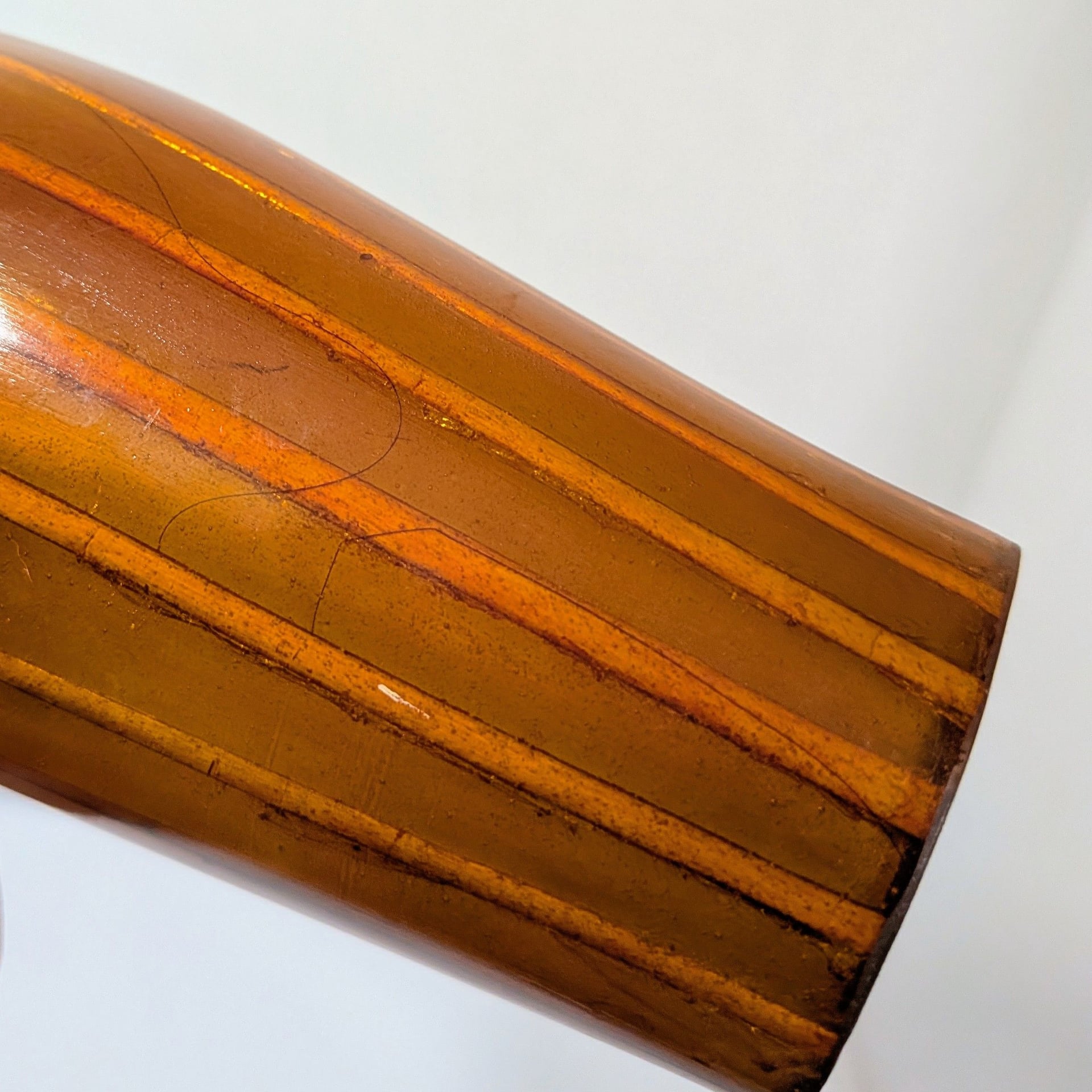 Vintage Tall Striped Resin Faux-Wood Bottle Vase 8