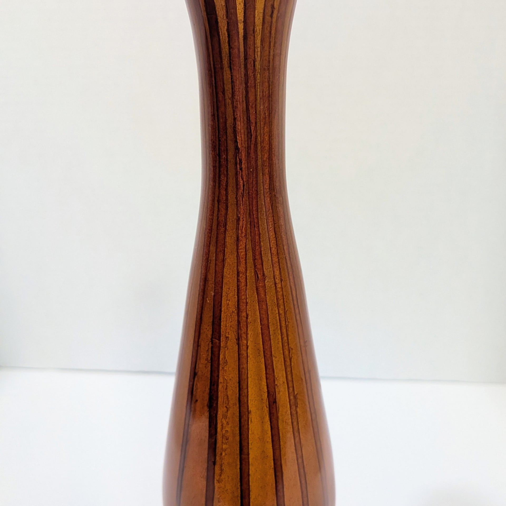 Vintage Tall Striped Resin Faux-Wood Bottle Vase 9