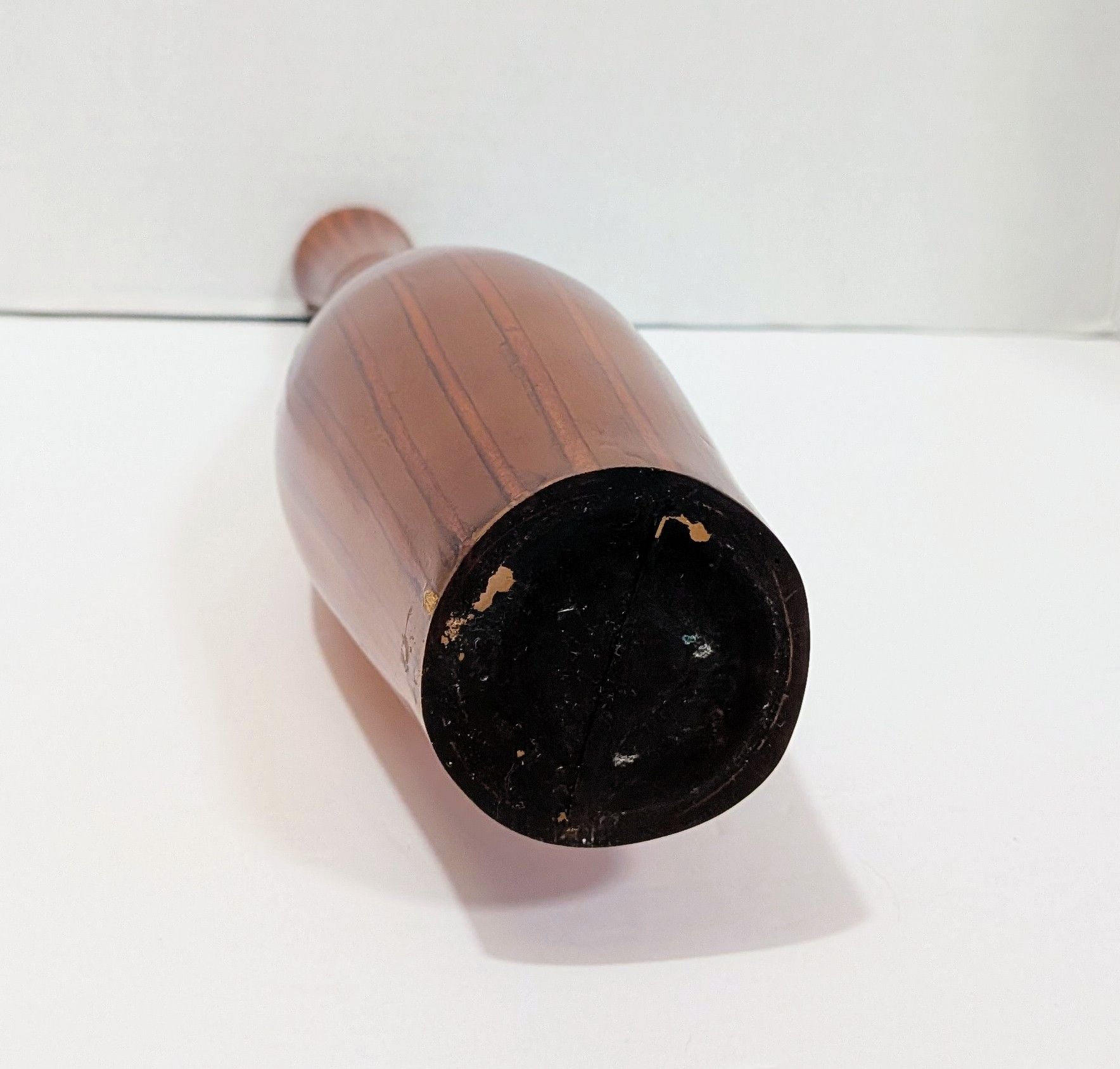 Vintage Tall Striped Resin Faux-Wood Bottle Vase 10