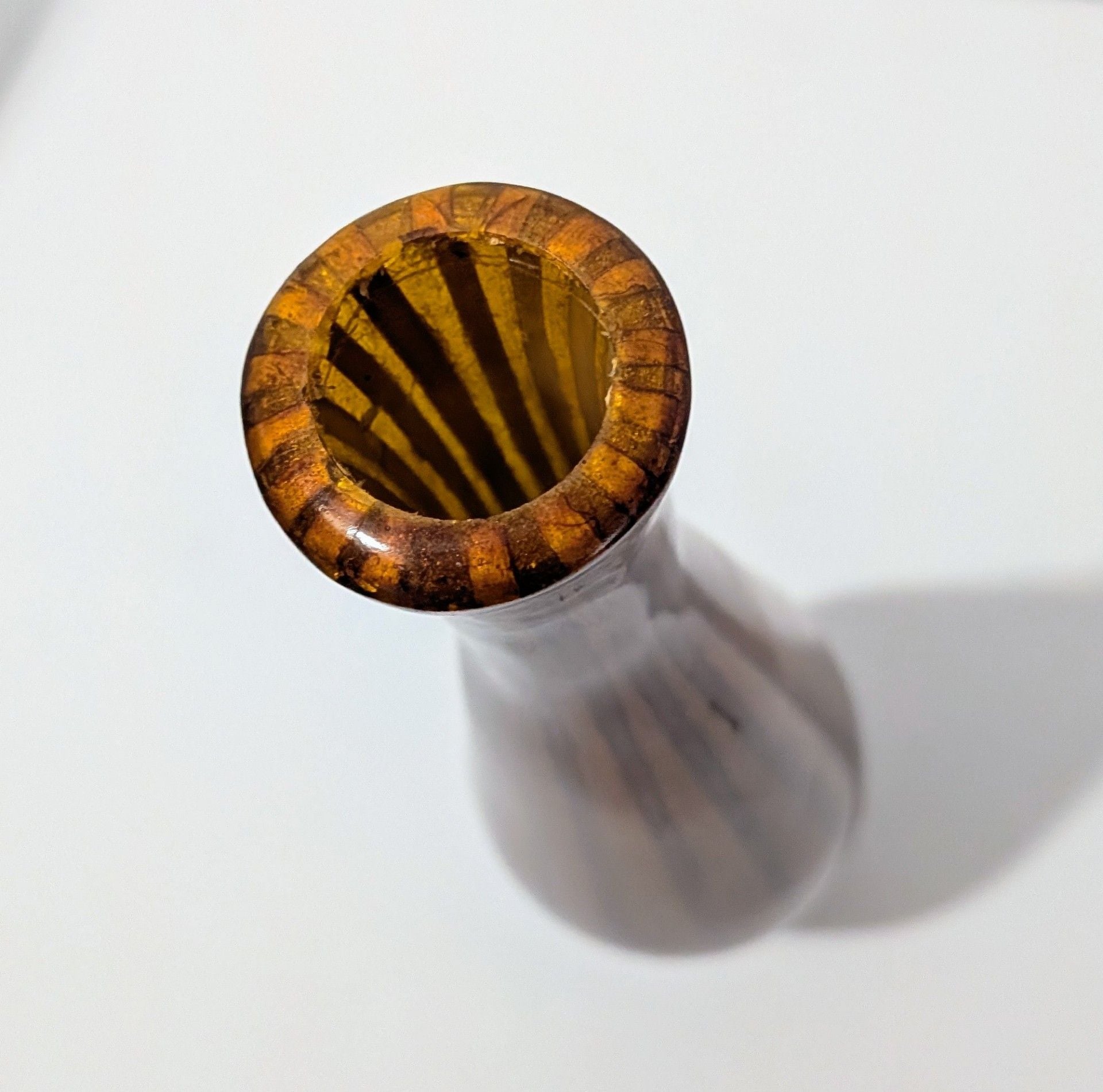 Vintage Tall Striped Resin Faux-Wood Bottle Vase 11