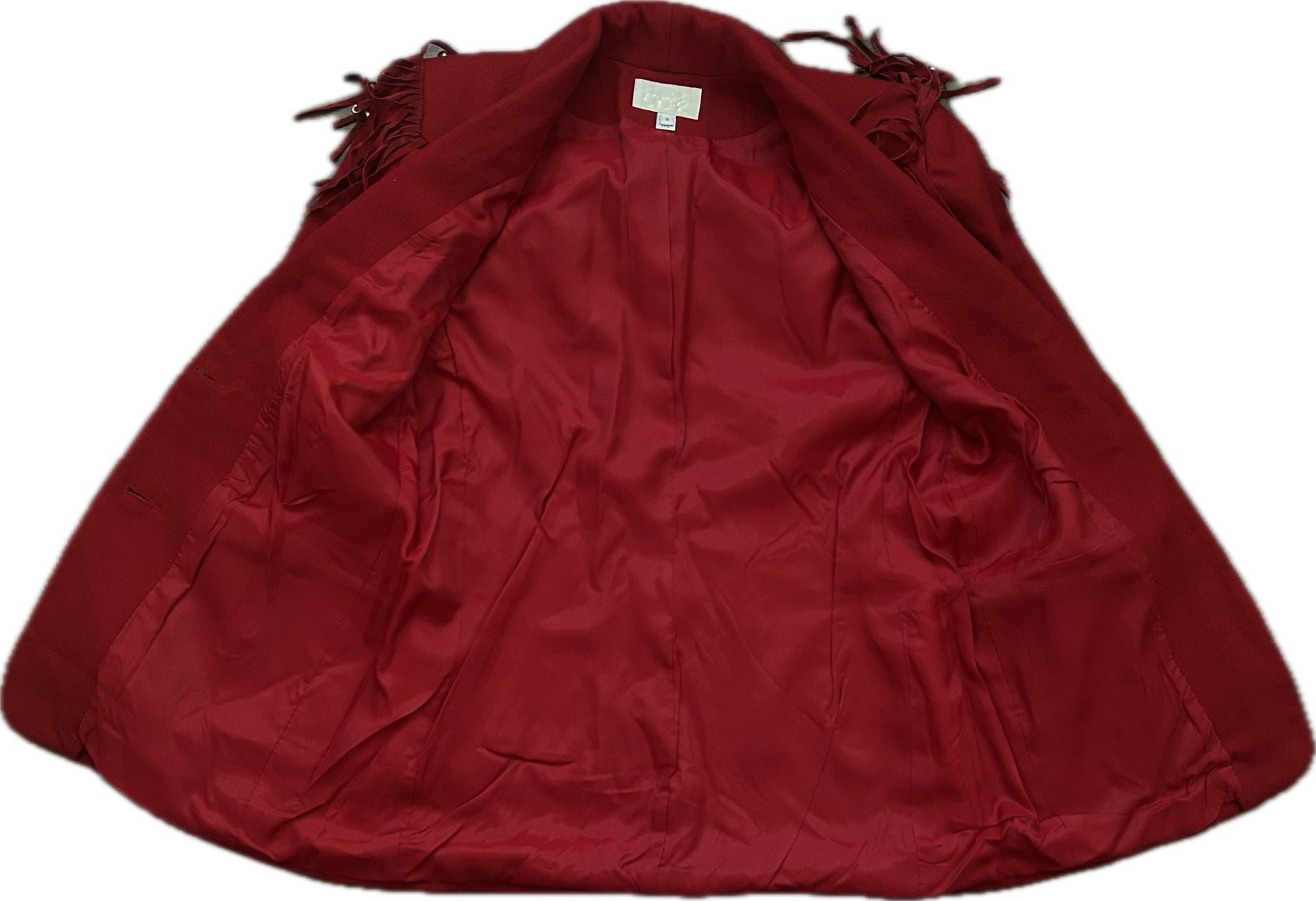 Caché Vintage Red Wool Western Blazer with Suede Fringe 15