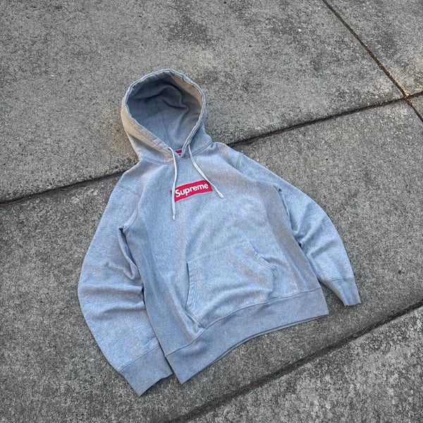 Supreme Box Logo Pullover Hoodie Heather Grey Size Large
