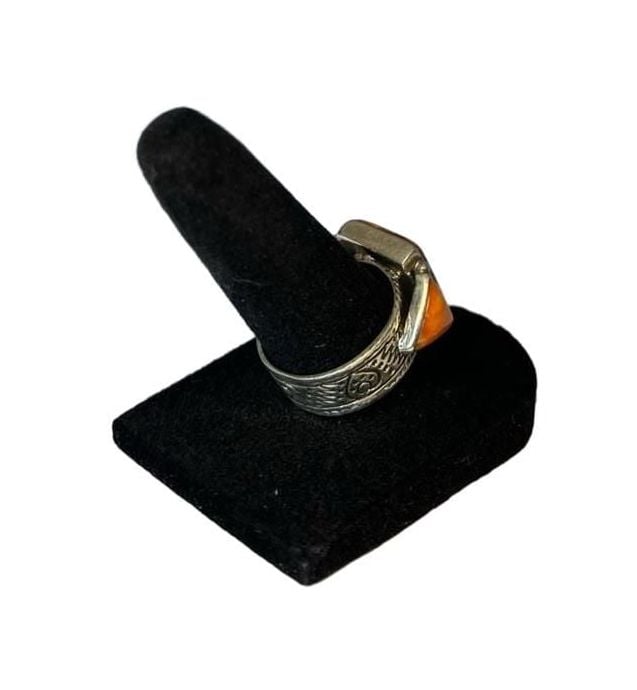 EK Sterling Silver Southwestern Pueblo Inlay Ring Size 8 7