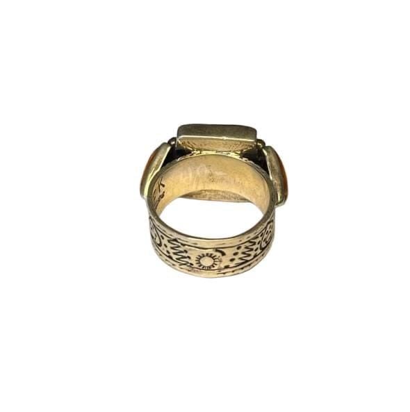 EK Sterling Silver Southwestern Pueblo Inlay Ring Size 8 9