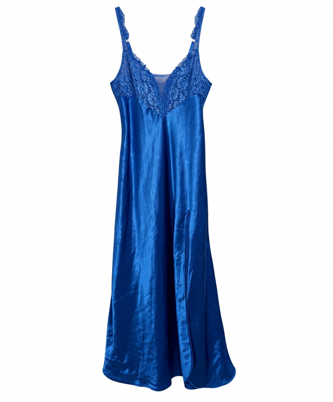 Victoria's Secret Vintage Gold Label Blue Satin Lace Full Length Slip 2