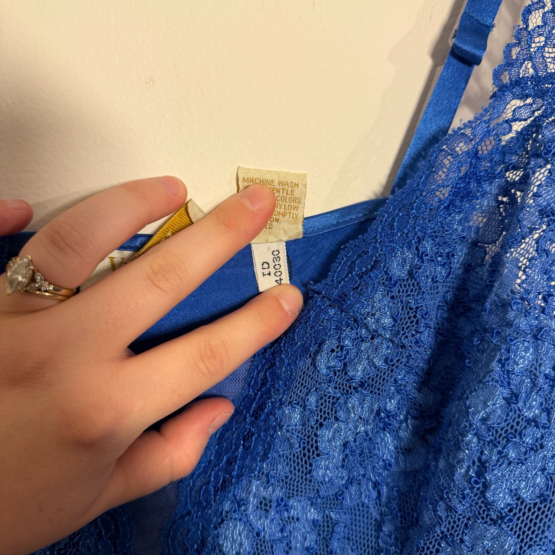 Victoria's Secret Vintage Gold Label Blue Satin Lace Full Length Slip 10