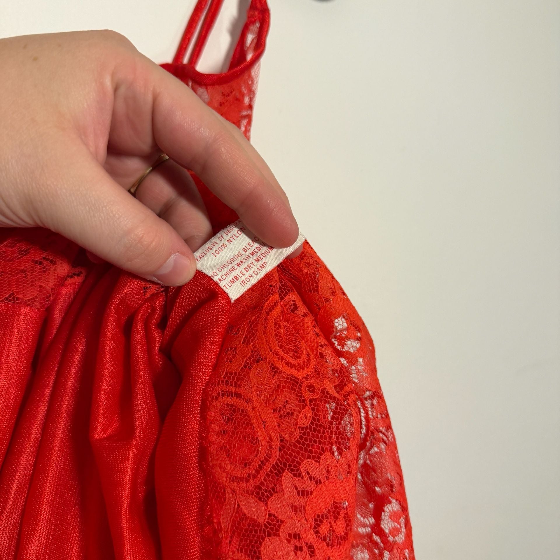 Vintage Spotlight Red Lace Long Nightgown Size Medium Made in USA 7