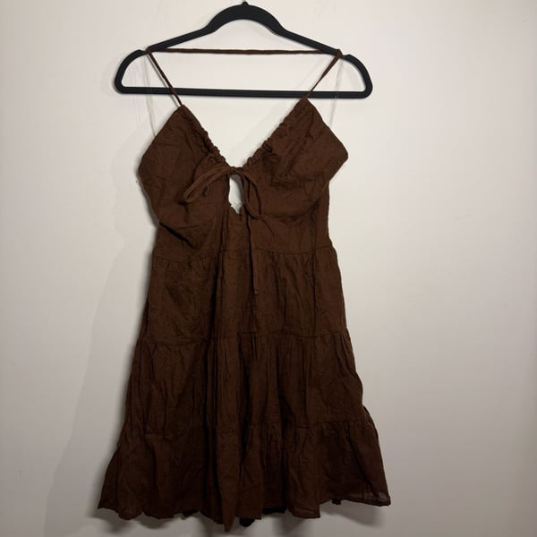 Petal & Pup Rilie Brown Front Tie Mini Dress Size Large NWT