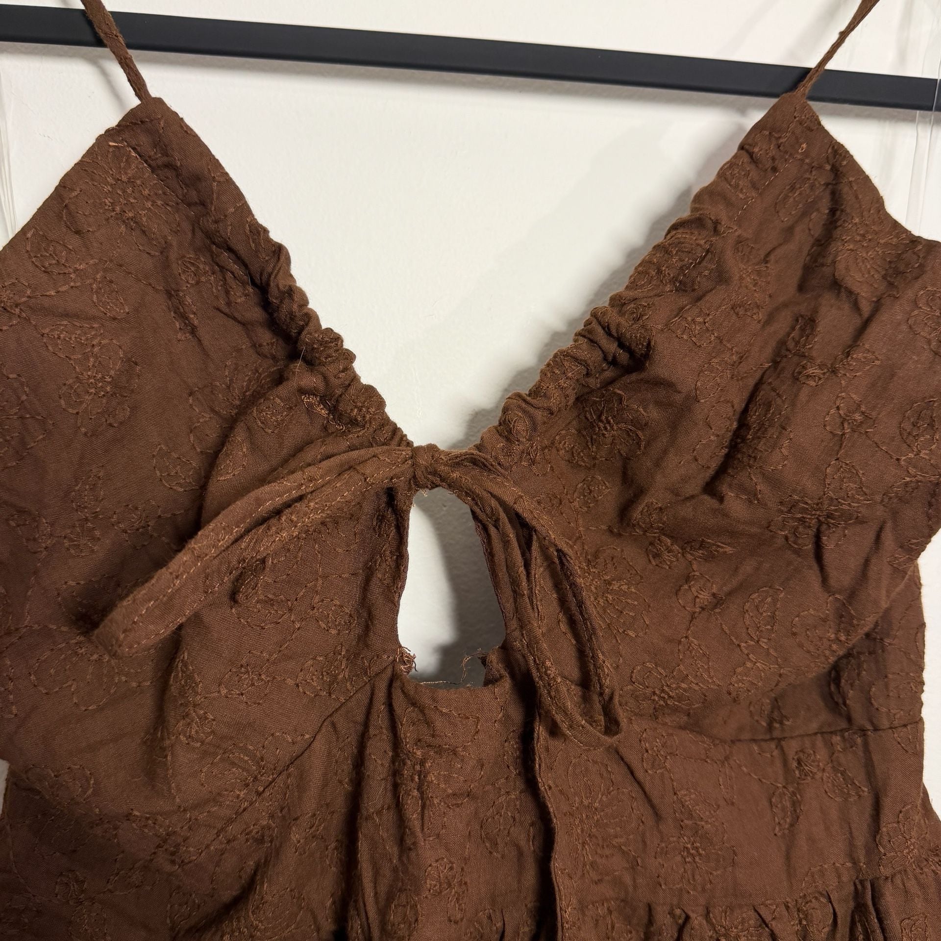 Petal & Pup Rilie Brown Front Tie Mini Dress Size Large NWT 3