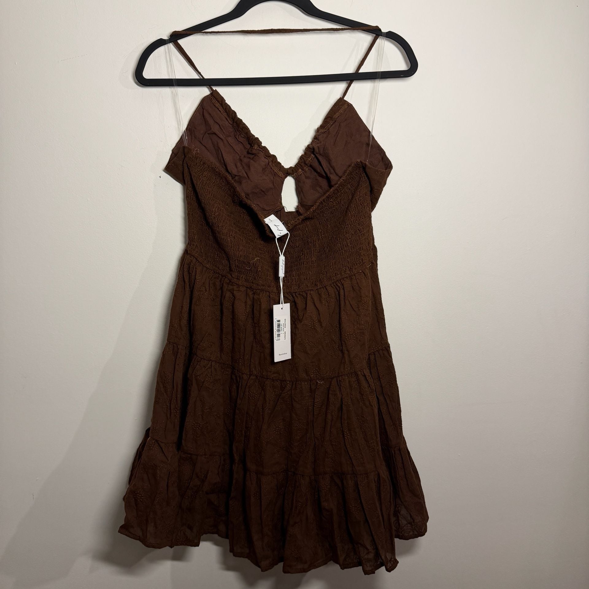 Petal & Pup Rilie Brown Front Tie Mini Dress Size Large NWT 4