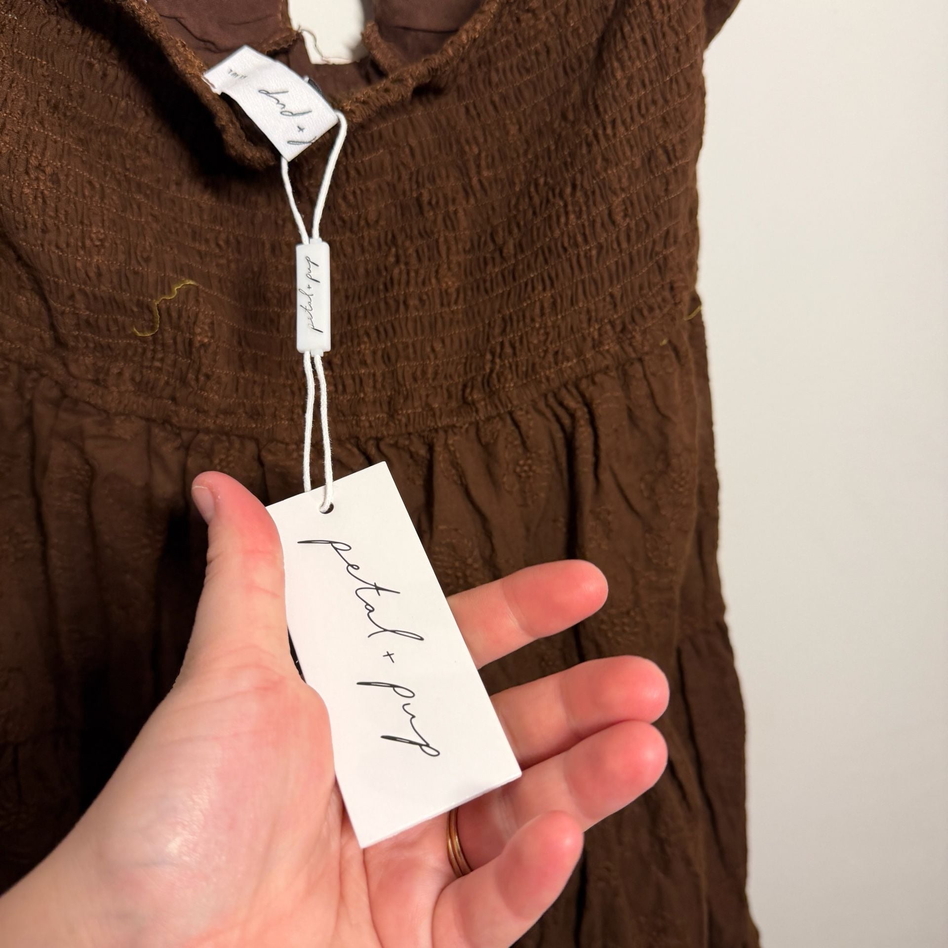 Petal & Pup Rilie Brown Front Tie Mini Dress Size Large NWT 7