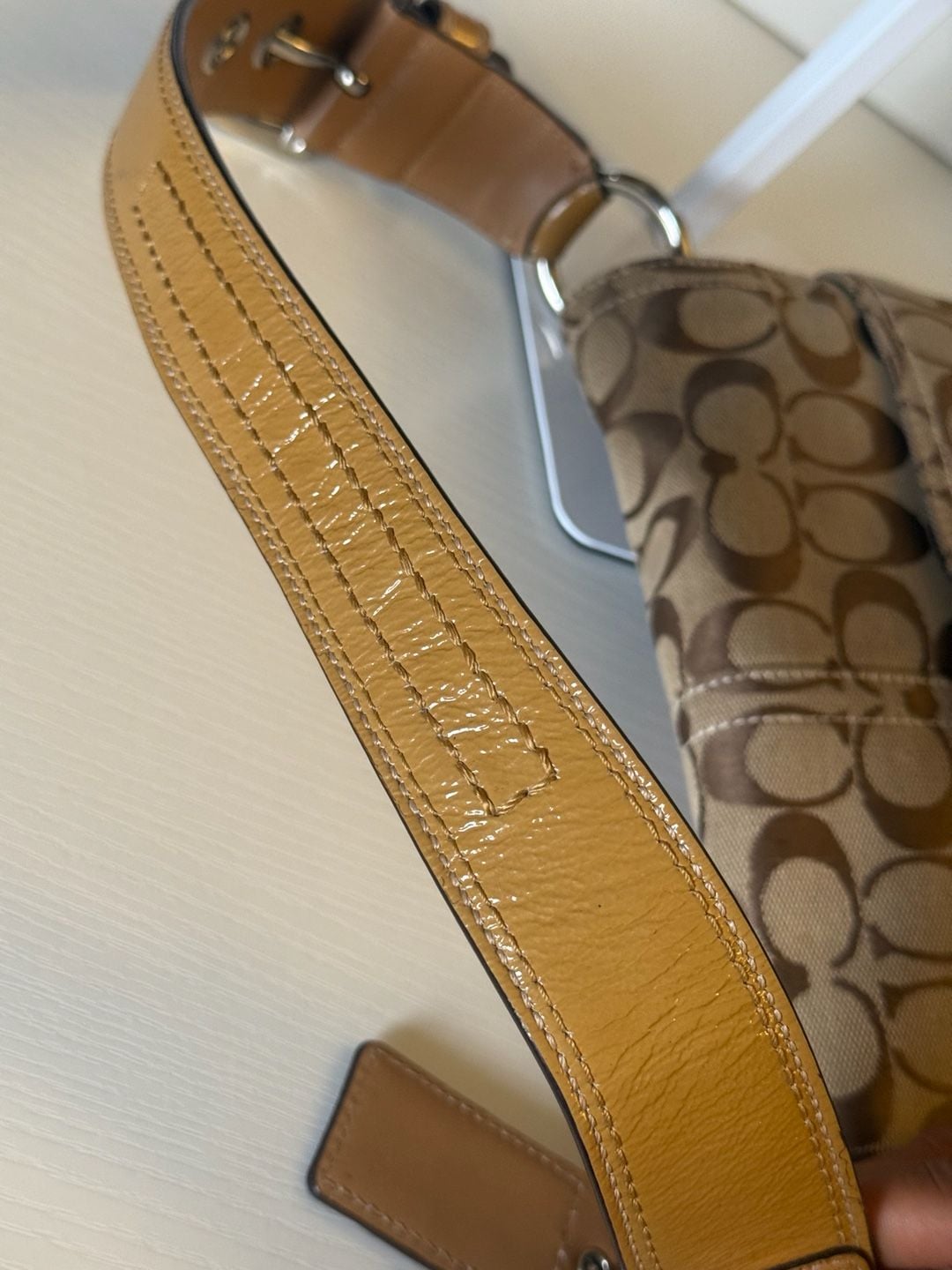Coach Soho Signature C Buckle Flap Shoulder Bag Khaki Brown 8