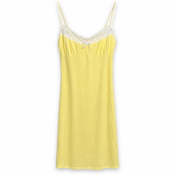 Vintage Victoria’s Secret 2004 Yellow Modal Lace Slip Dress Size M Y2K