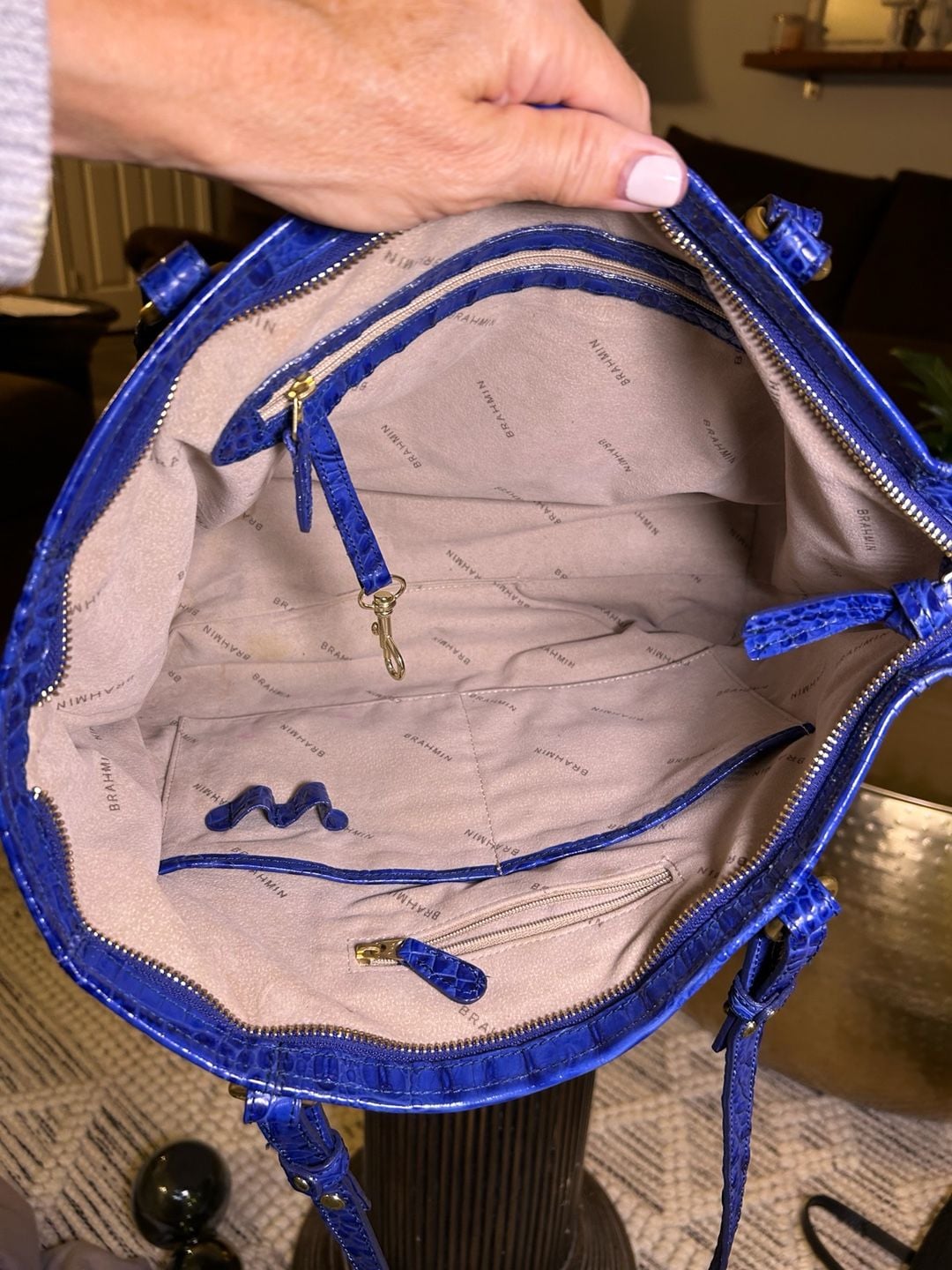 Brahmin Melbourne Medium Asher Tote Handbag Stunning Royal Blue 5