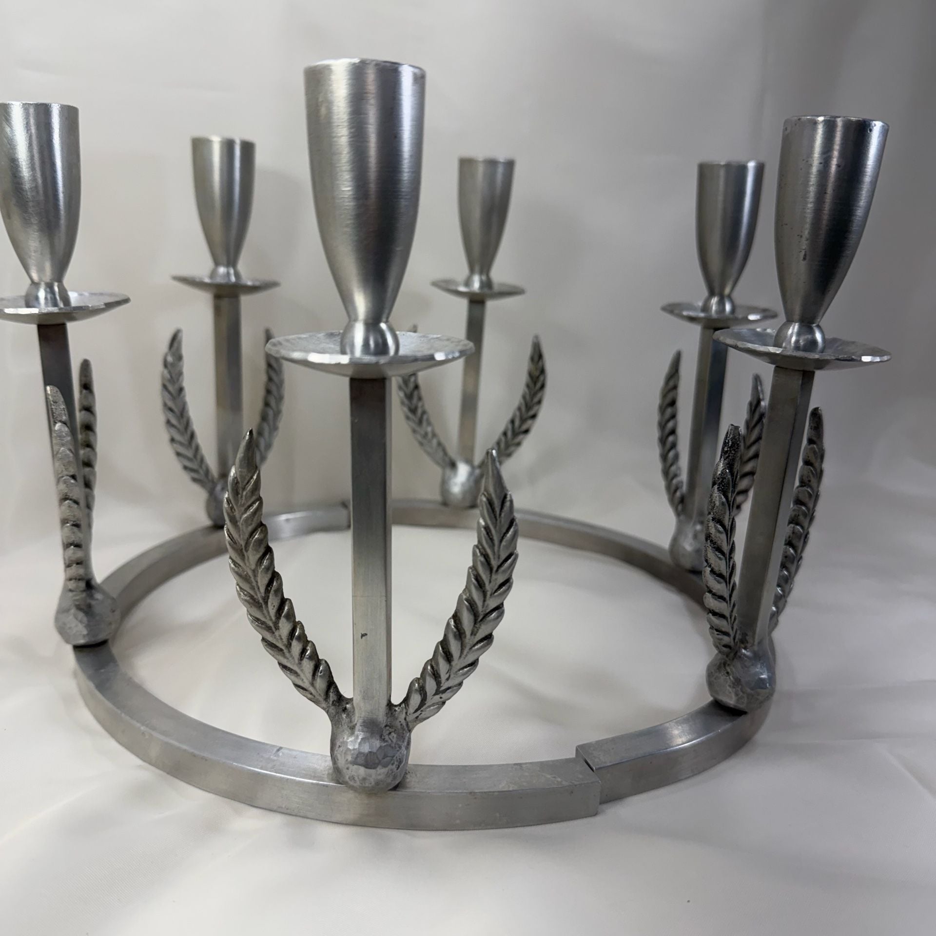 Vintage Palmer Smith #673 Candelabra, Art Deco Circular 6 Candle Centerpiece 2