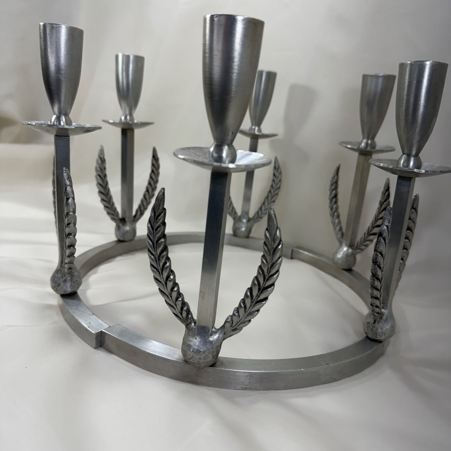 Vintage Palmer Smith #673 Candelabra, Art Deco Circular 6 Candle Centerpiece 3