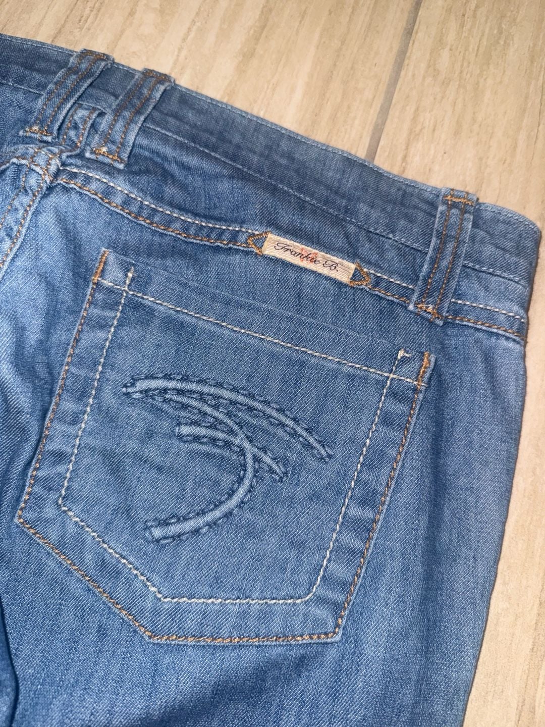 Frankie B. for Planet Funk Low Rise Straight Leg Blue Denim Jeans 8 7