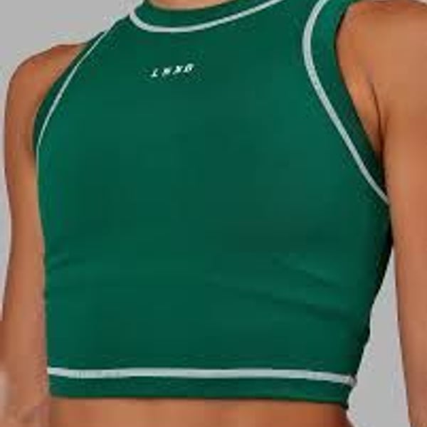 LSKD Green Contrast Binding Crop Tank Top