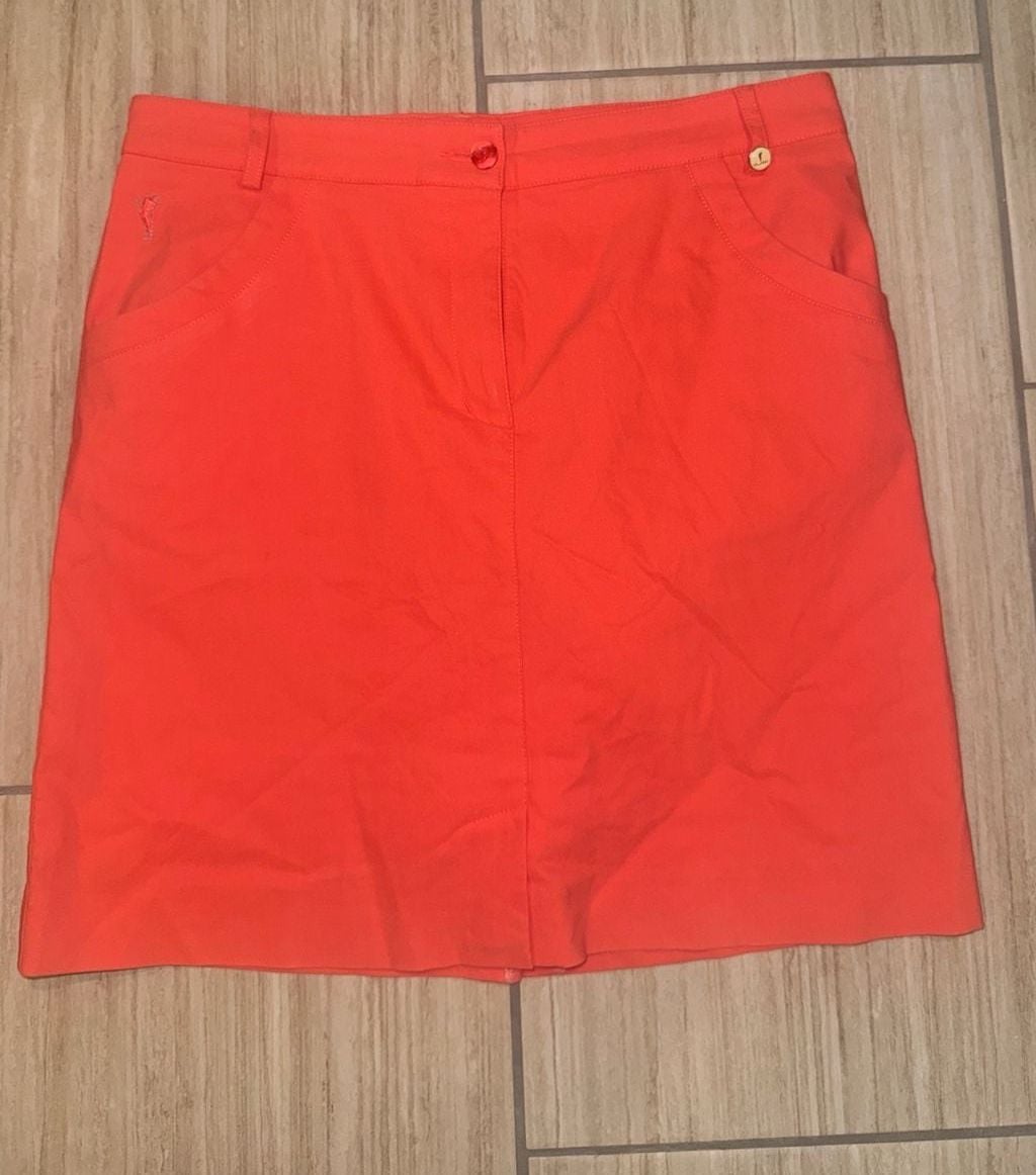 Golfino Women's Bright Orange Stretch Golf Skirt Skort with Pockets 2