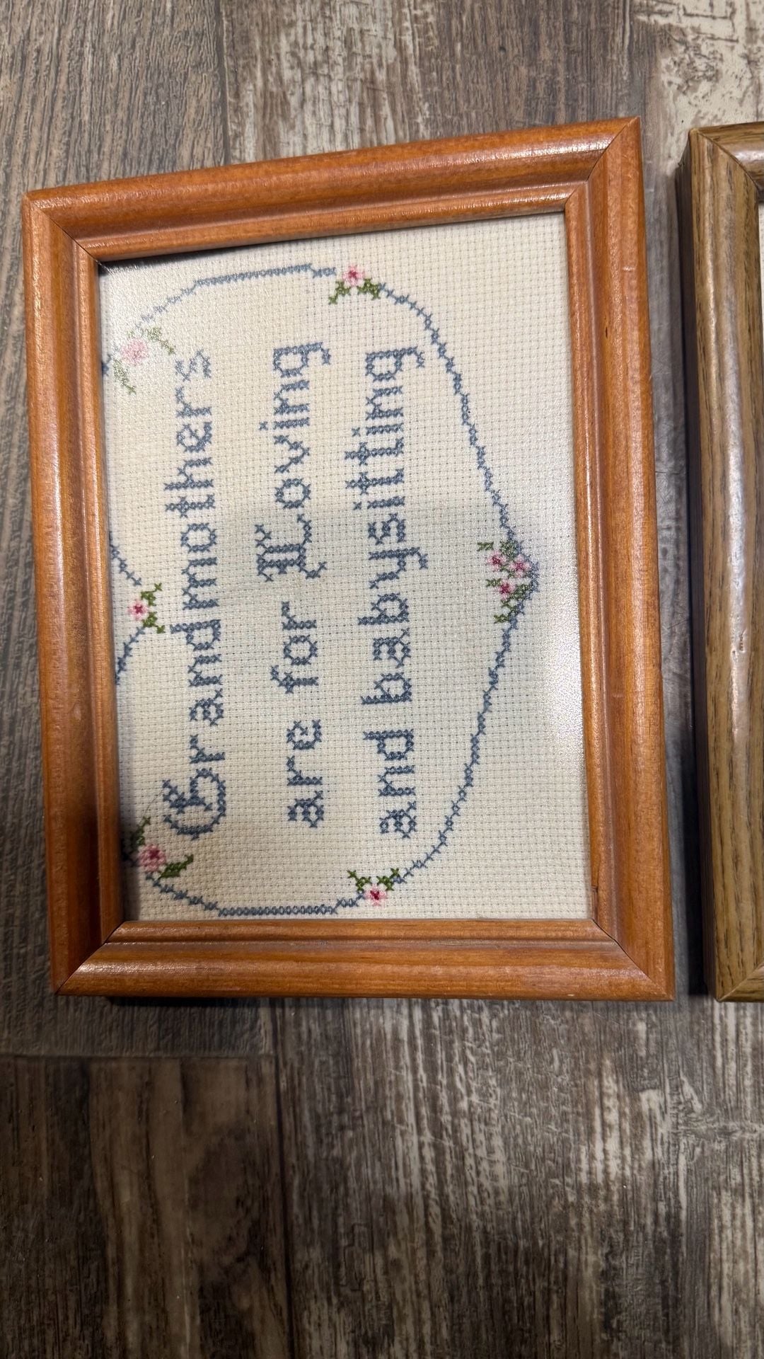 Vintage Cross Stitch/Crewel Art set of 2 2